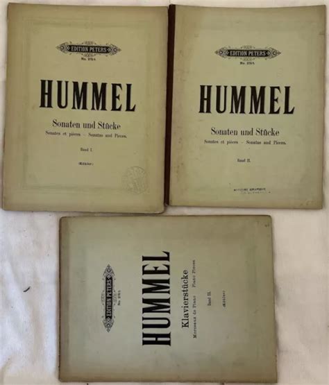 JOHANN NEPOMUK HUMMEL Fine Ottocento Sonaten Und Stucke 3 Volumi