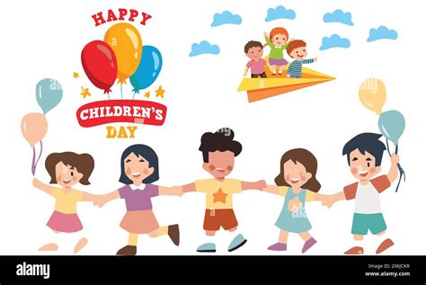 Happy Childrens Day Lets Celebrate World Childrens Day Stock Vector