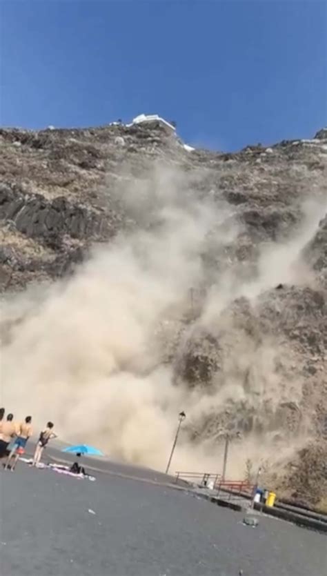 Moment Landslide Hits Tenerife Beach - Madrid Metropolitan