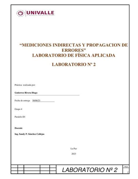 Mediciones Indirectas Y Propagacion De Errores Jadi Villegas UDocz