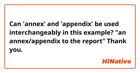 Can Annex And Appendix Be Used Interchangeably In This Example An