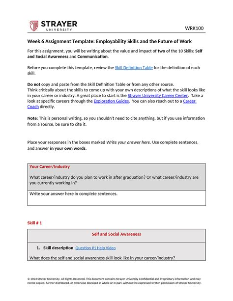 Week 6 Assignment Wrk Week 6 Assignment Template Employability Skills And The Future Of Work