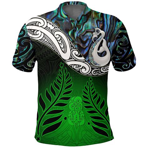 Aio Pride New Zealand Maori Polo Shirt Manaia Paua Shell Glitter Gre