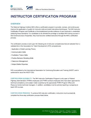 INSTRUCTOR CERTIFICATION PROGRAM - Fill and Sign Printable Template Online