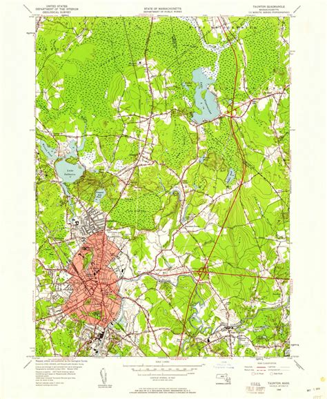 Taunton Massachusetts 1949 1958 Usgs Old Topo Map Reprint 7x7 Ma