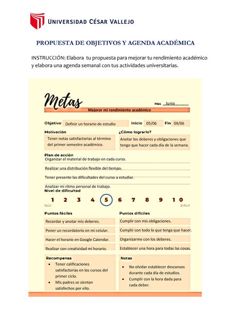 Sesion Tutoria I Propuesta De Objetivos Y Agenda Acad Instrucci