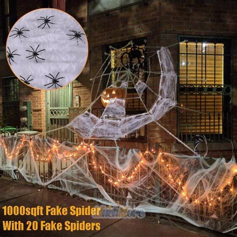 Great Choice Products Fake Spider Web With 20 Fake Spiders Halloween