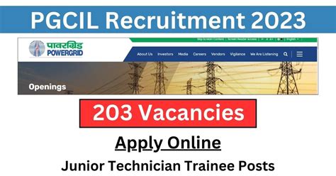 Pgcil Recruitment Apply For Junior Technician Trainee Posts