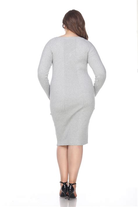 Long Sleeve Midi Sweater Dress White Mark Clothing Rebelsmarket