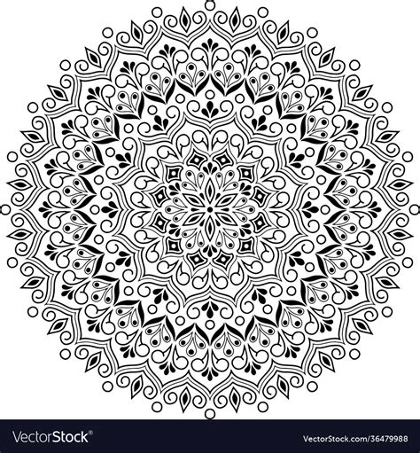 Mandala Pattern Black And White Doodles Sketch Vector Image