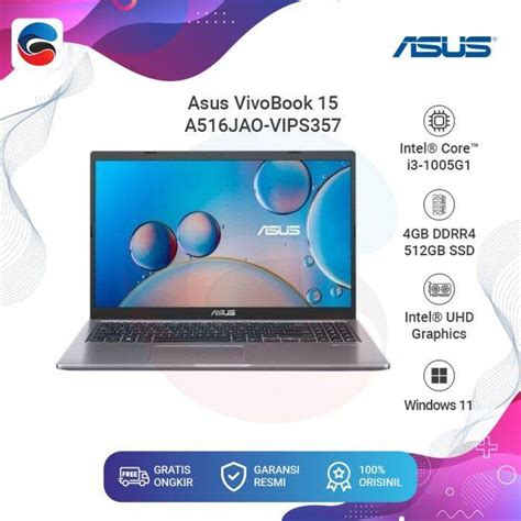 ASUS Laptop Vivobook A516JAO VIPS357 Intel Core I3 1005G1 4GB 512GB Win