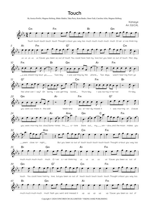 Touch Arr Arr Ed CAL By Katseye Sheet Music For Lead Sheet Fake