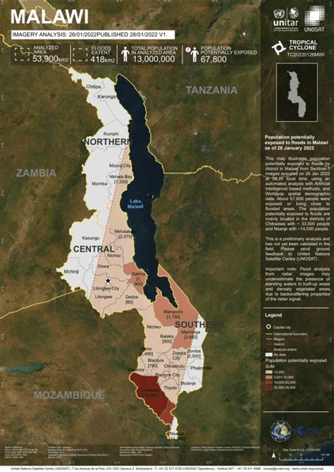 Population Potentially Exposed To Floods In Malawi As Of 26 January