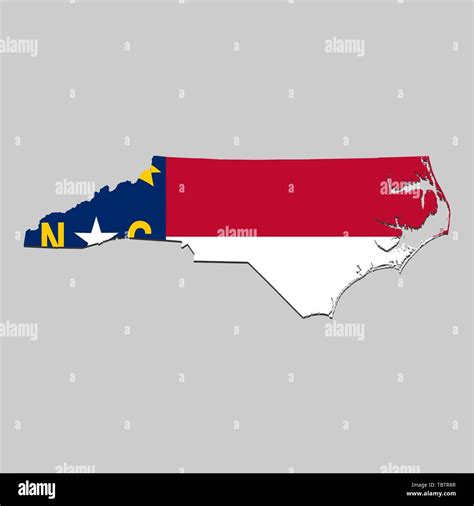 Map Of North Carolina Is A State Usa With Flag Vector Illustration