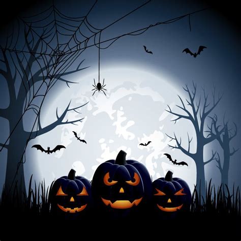 Large Full Moon Creepy Halloween Background Vector Download