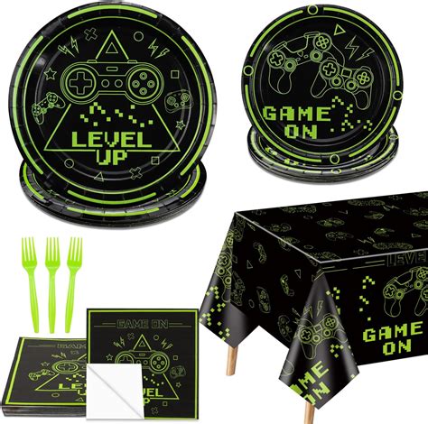 Amazon.com: Video Game Party Decorations - 81Pcs Green Gaming Birthday ...