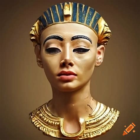 Realistic Ancient Egyptian Female God Gold Statue Bust