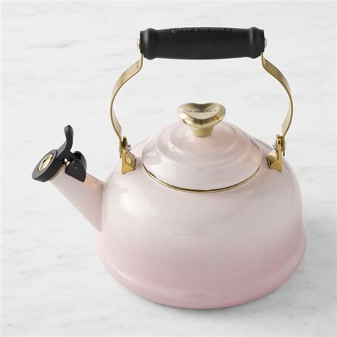 Le Creuset Whistling Kettle Shell Pink With Figural Heart Knob