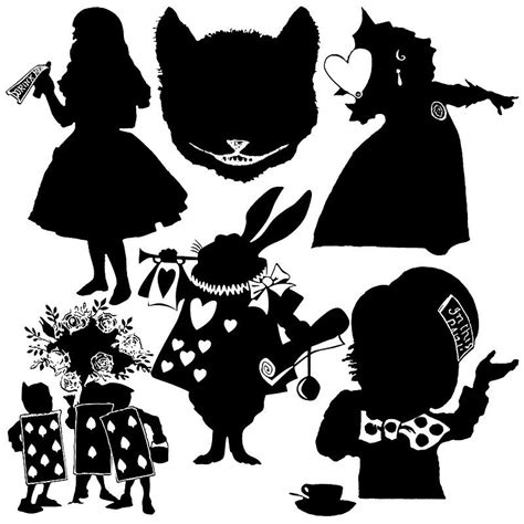 Alice In Wonderland Silhouette Collection Art Print For Sale