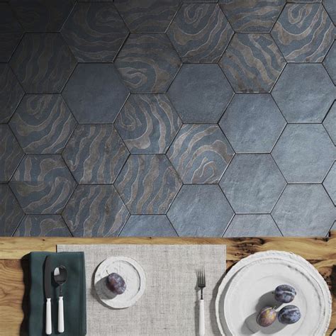 Hexagon Tiles Decorations Blue Materials Assemble Materials Ceramics