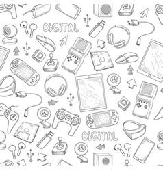 Gamer Doodle Seamless Pattern Royalty Free Vector Image