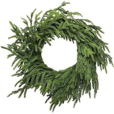 Amazon Afloral Real Touch Norfolk Pine Wreath Home Kitchen