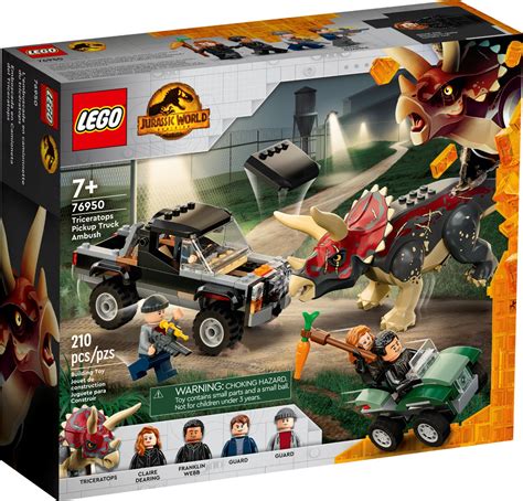 Brickfinder - lego-jurassic-world-Triceratops Pickup Truck Ambush-76950-01