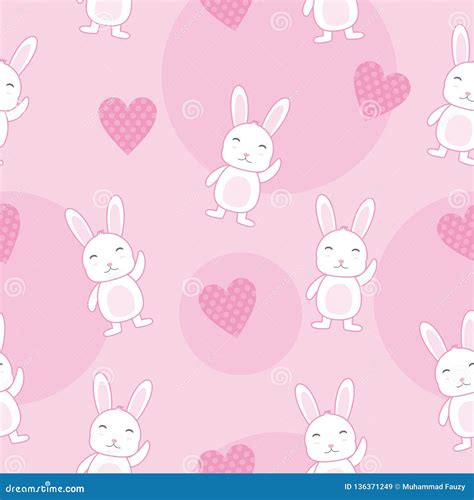 Cute Bunny Seamless Pattern with Pink Color Stock Vector - Illustration ...