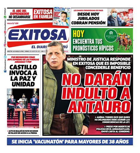 Diario Exitosa Lima Viernes 06 De Agosto 2021 Vebuka