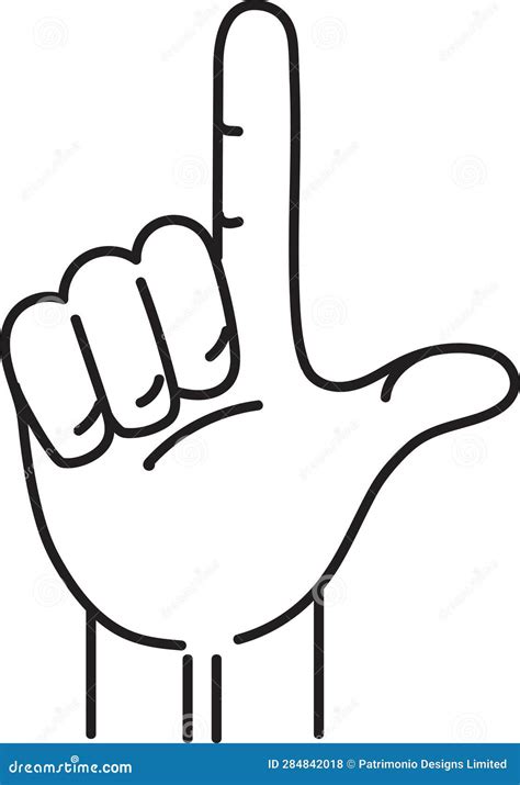 Hand Making The Loser Hand Gesture Mono Line Art Stock Illustration