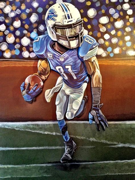 Commissioned Calvin Johnson Pop Pop Sportsart By Pierick Smith Lions