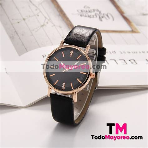 Reloj Diamante Negro Extensible Piel Sintética Sin Números R3619