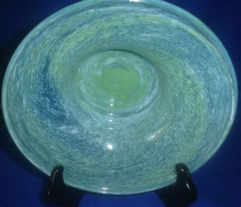 Vasart Or Monart Glass Bowl Green With Speckles Scottish Glass Bowl Glass Bowl