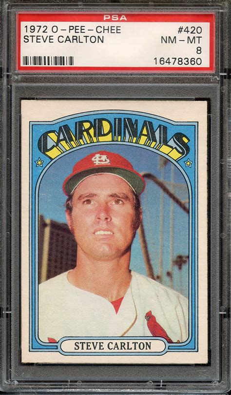 Lot Detail 1972 O PEE CHEE 420 STEVE CARLTON PSA NM MT 8