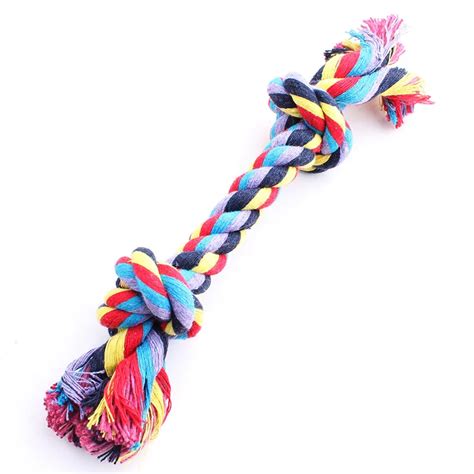 Free Shipping Cotton Rope Pet Dog toy Multicolor For Puppy Double Knot ...