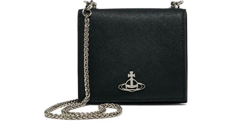 Vivienne Westwood Saffiano Card Case With Chain Card Holder In Black Lyst