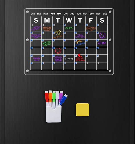 No se caerCalendario magnético acrílico para nevera calendario