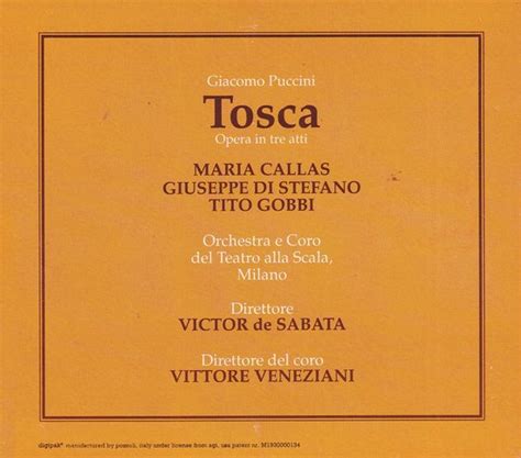 Tosca Giacomo Puccini Maria Callas Giuseppe Di Stefano Tito Gobbi