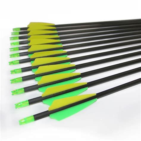 24pcs/lot archery pure carbon arrows peltate feather spine 400 carbon ...