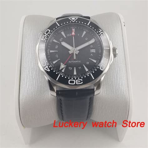 Mm No Logo Luxury Watch Black Dial Luminous Saphire Glass Leather