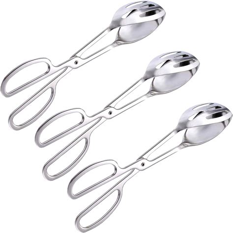 Hinmay Serving Tongs 8 Inch Stainless Steel Salad Tongs Fork And Spoon