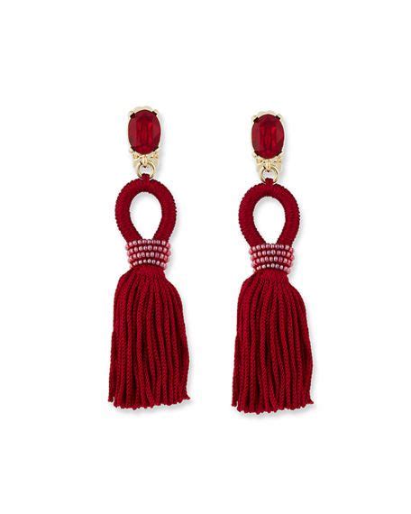 OSCAR DE LA RENTA Short Silk Tassel Drop Earrings Oscardelarenta