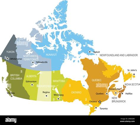 Detailed Map Of Administrative Divisions Of Canada Stock Vector Image