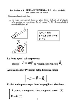 Esercitazione Esercizi Sulla Dinamica Dei Sistemi Rigidi Fisica