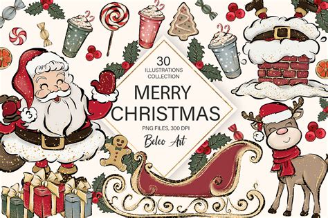 Merry Christmas Clipart Santa Claus Graphic By Beleo Art · Creative Fabrica