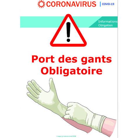 Panneau Signalétique Indiquant Le Port De Gants Obligatoires