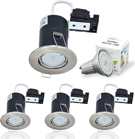 Wondlumi 8 Pack Fire Rated GU10 Downlights Brushed Chrome LED