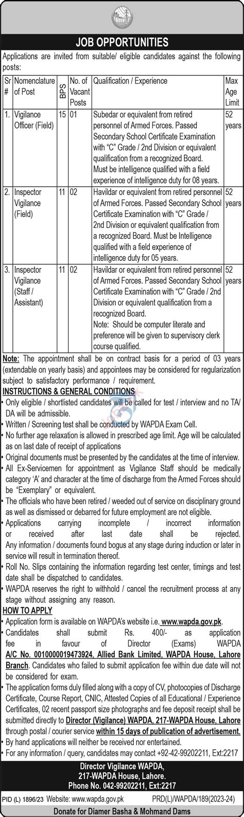 Wapda Jobs 2024 In Lahore 2025 Job Advertisement Pakistan