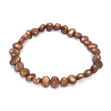 Brown Cultured Freshwater Pearl Stretch Bracelet Gemstone Jewelry