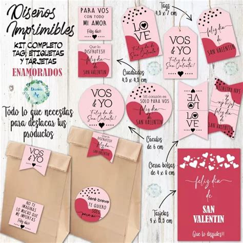 Kit Imprimible San Valentín Enamorados3 Tags etiquetas tarj en venta